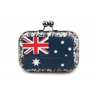 Party Women's Evening Bag With Hard Shell and Flag Pattern Design