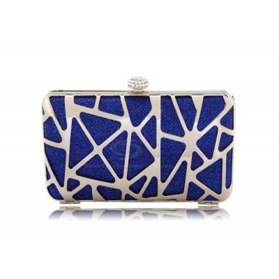 Party Women's Evening Bag With Metallic Rhinestone and Blue Design