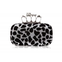 Party Women's Evening Bag With Rhinestone and Leopard Print Design