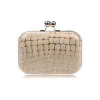 Party Women's Evening Bag With Stone Veins andKiss-Lock Closure Design