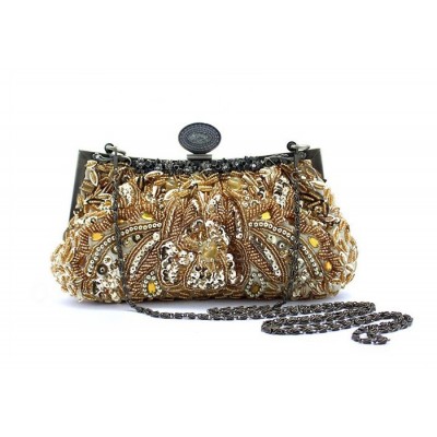 Party Women's Evening Bag With Vintage Beaded and Sequin Design
