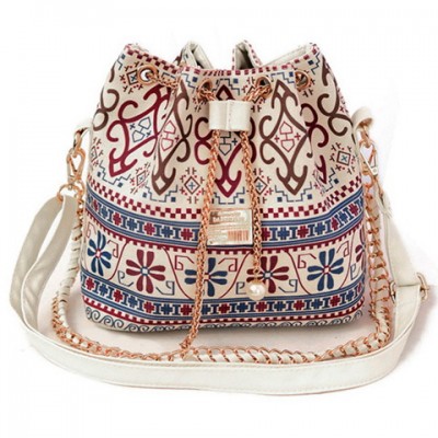 Bohemian Women's Shoulder Bag With Chains and Print Design