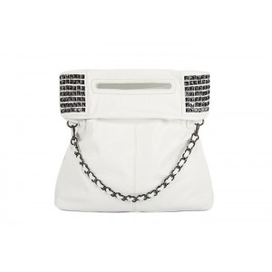 Elegant Casual Women's Shoulder Bag With Solid Color Rivets and Metal Chain Design