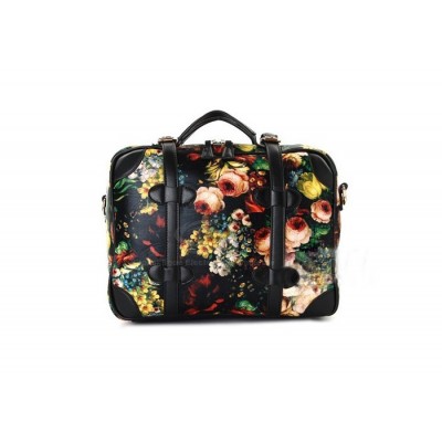 British Style Vintage Women's Shoulder Bag With Oil Printing and Floral Print Design