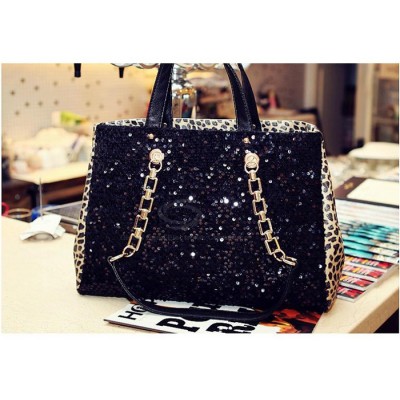 Elegant Stylish Casual Women's Tote Bag With Sequins and Metal Chain Design