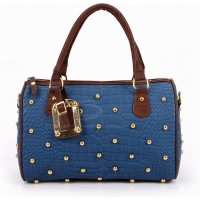 Laconic Fashion Women's Handbag With Color Matching Rivets Pendant Zipper Design