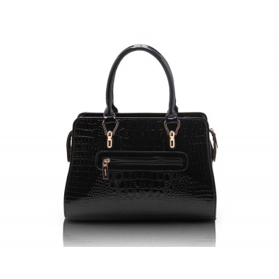 Office Women's Tote Bag With Crocodile Print and Patent Leather Design