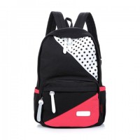 Preppy Style Women's Satchel With Color Block and Dots Design