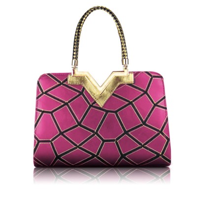 Pretty Women's Tote Bag With Geometric and Metallic Design