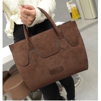 Retro Style Women's Tote Bag With Suede and Solid Color Design