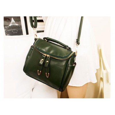 Vintage Style Women's Tote Bag With Solid Color PU Leather and Zipper Design