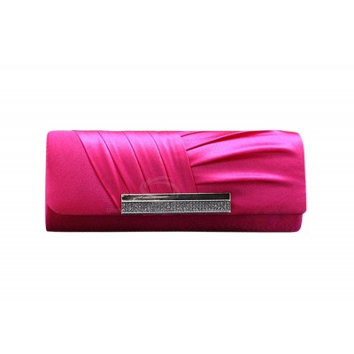 Trendy Party Women's Evening Bag With Pure Color Rhinestone and Pleated Design